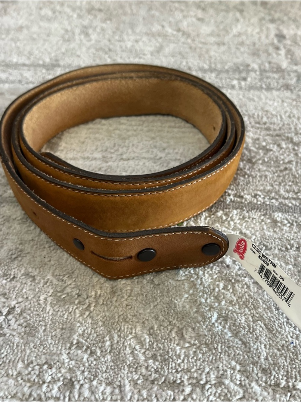 Justin Classic Western Light Brown Cowboy Belt Mens Size 56